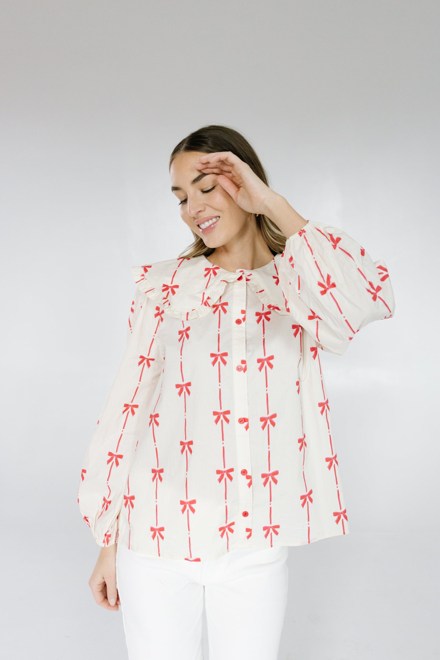 Nolie blouse with red bows