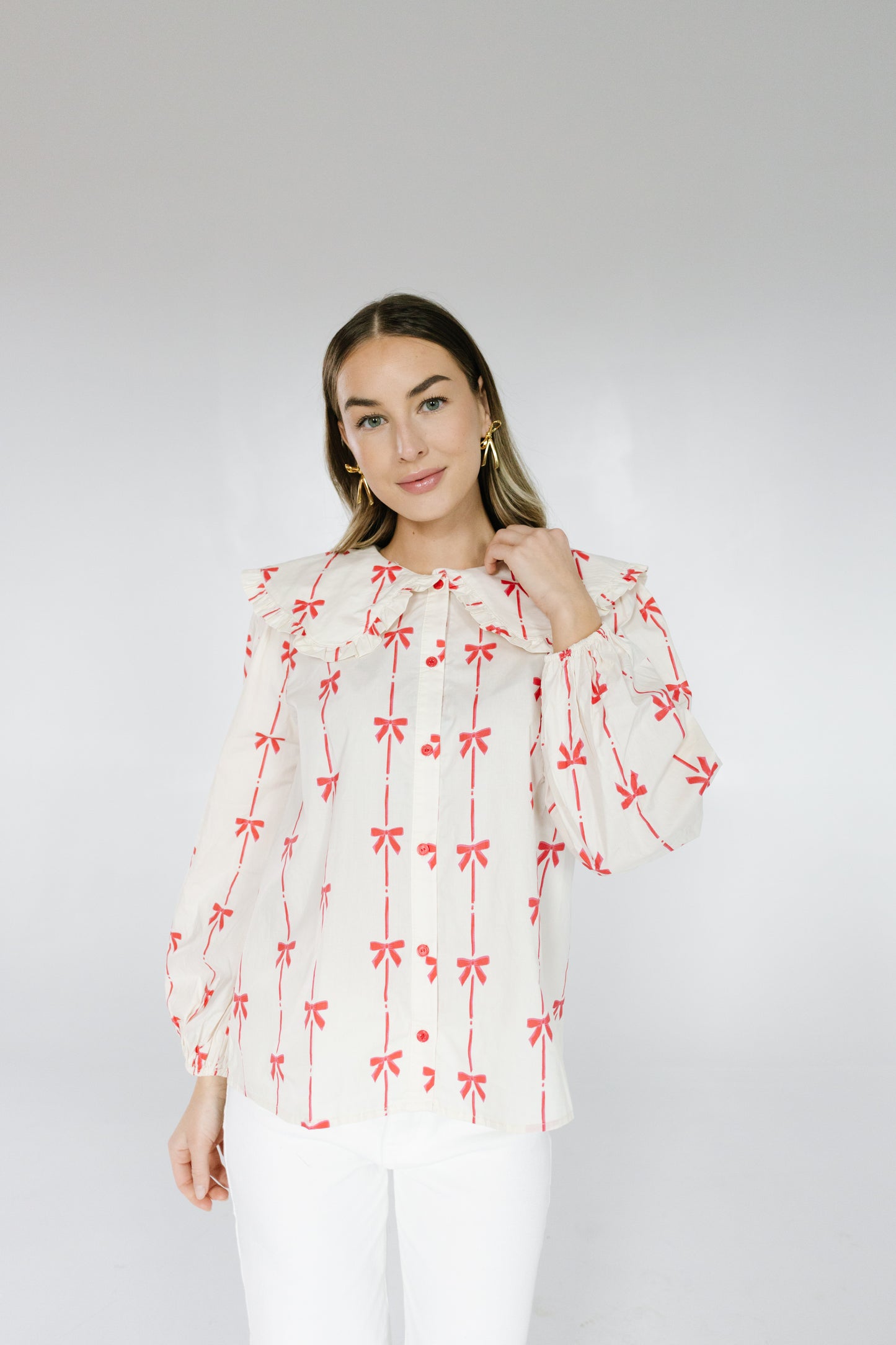 Nolie blouse with red bows