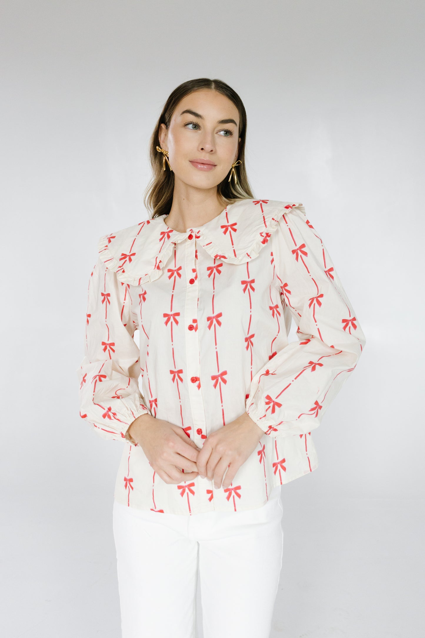 Nolie blouse with red bows