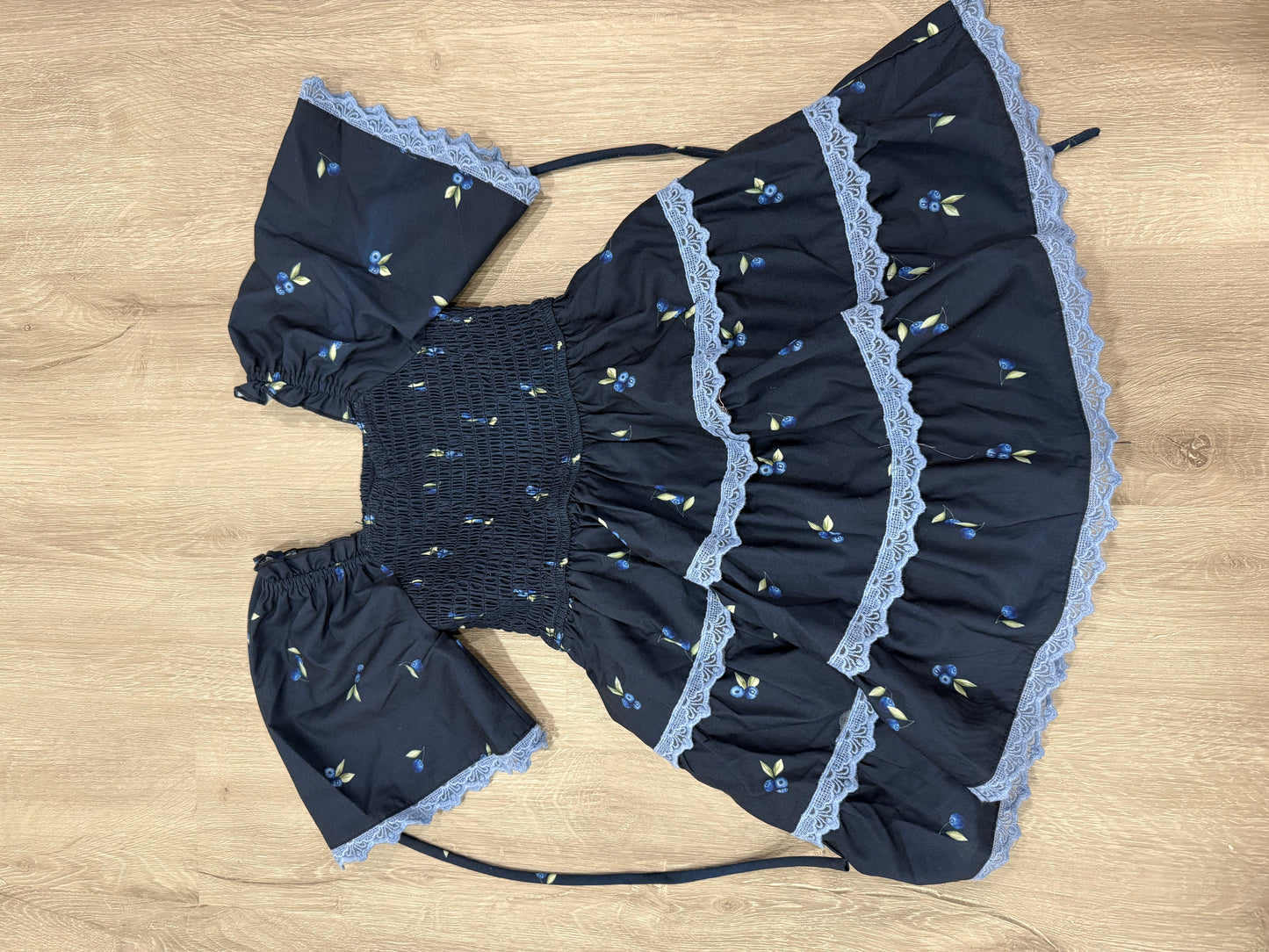 Sample dress Navy blueberries with Matching kids