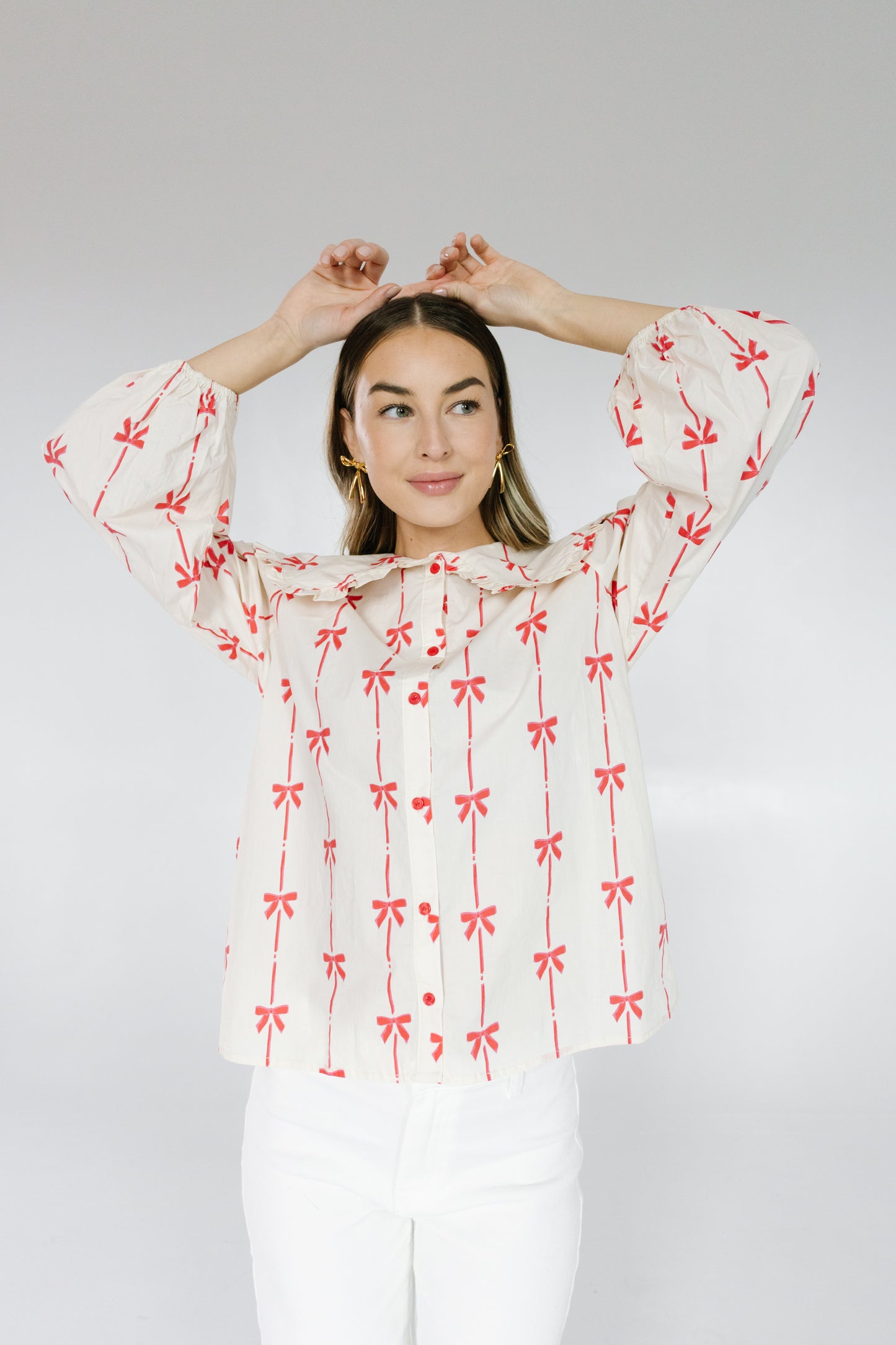 Nolie blouse with red bows