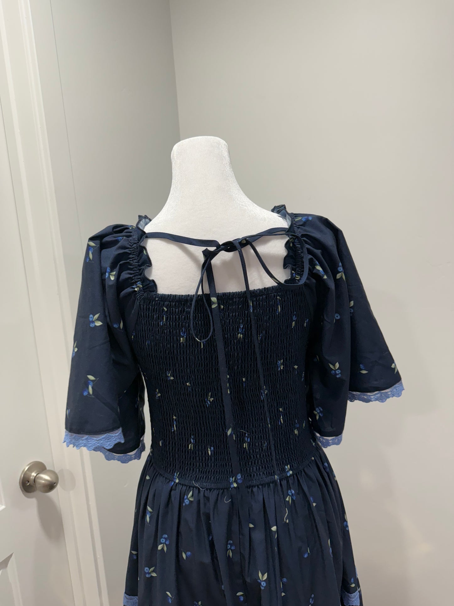 Sample dress Navy blueberries with Matching kids